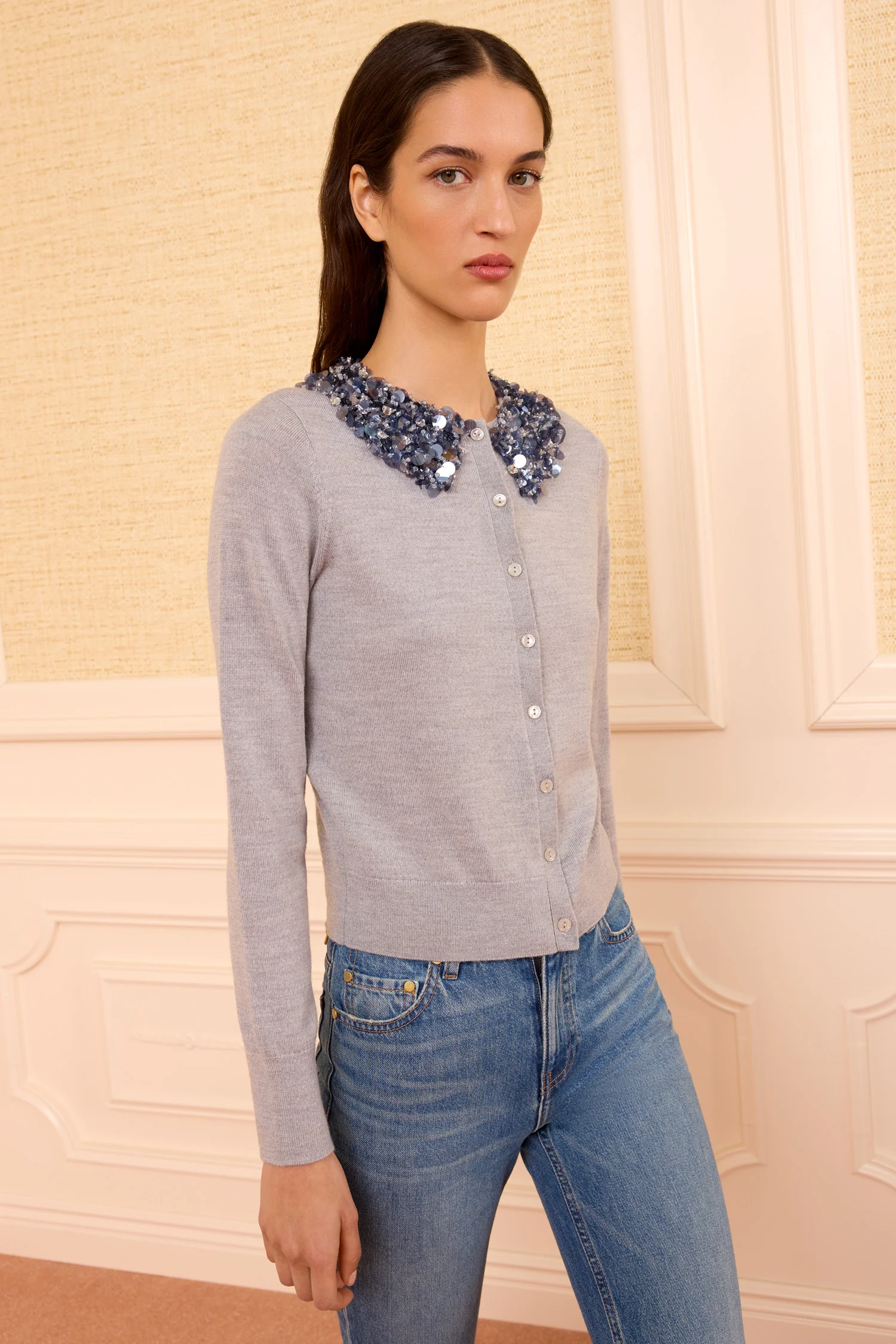 Anna Embellished Cardigan - Ash
