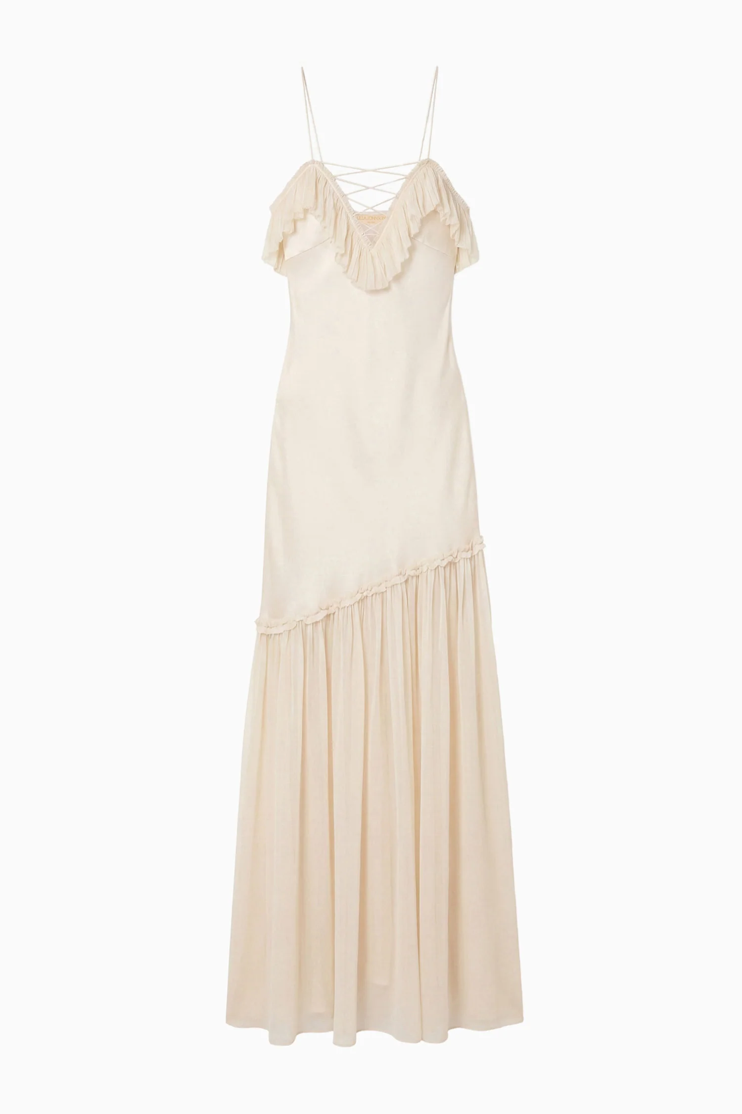 Elaria Cami Silk Gown with Lace Up - Ivory - Image 6