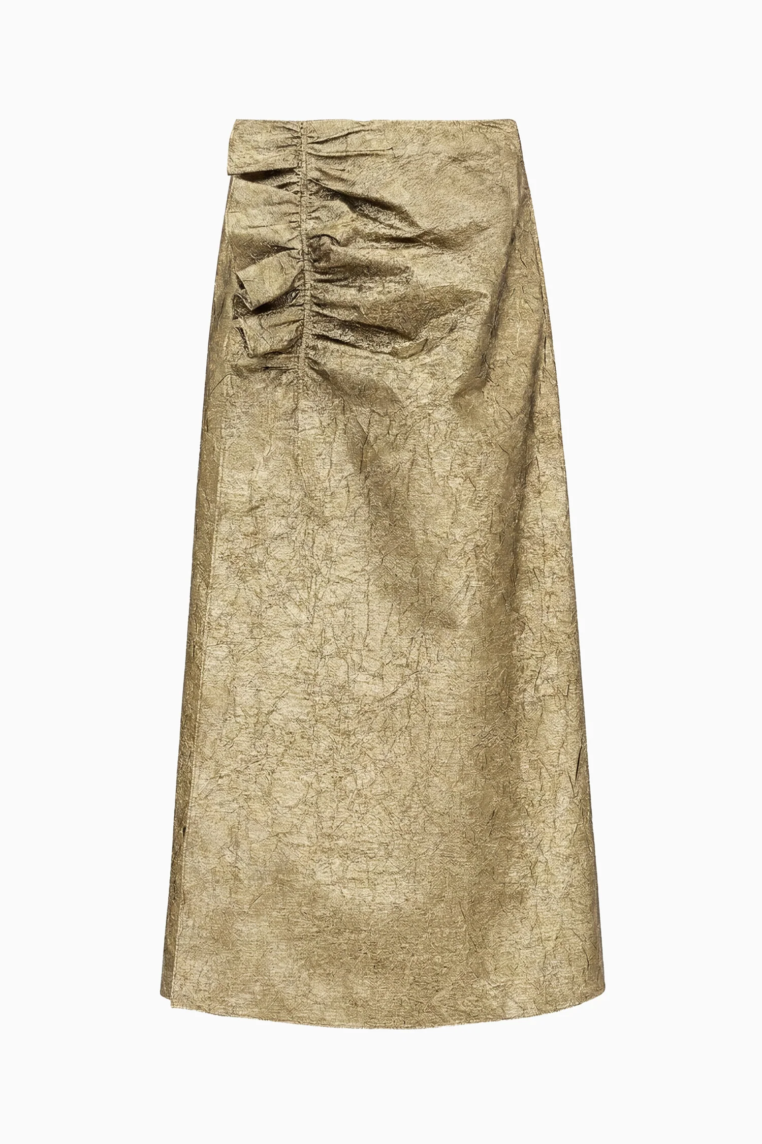 Ellis Taffeta Midi Skirt - Light Gold - Image 6