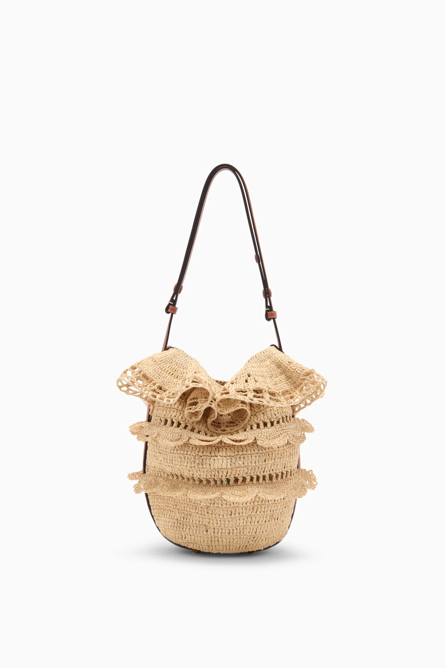 Marina Raffia Ruffle Bucket - Natural