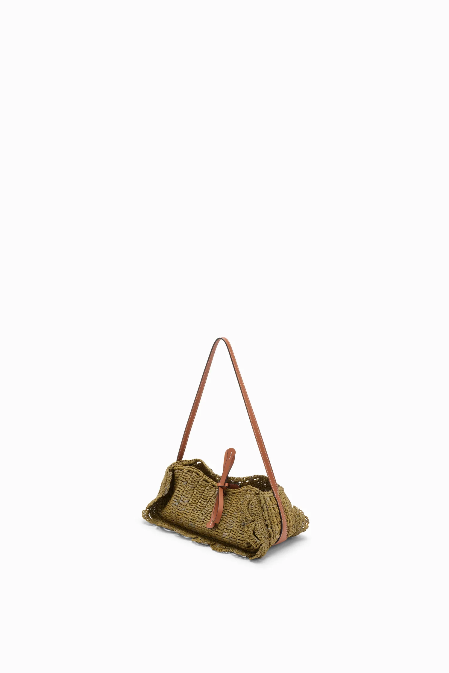 Marina Raffia Scallop Pouchette - Olive - Image 2