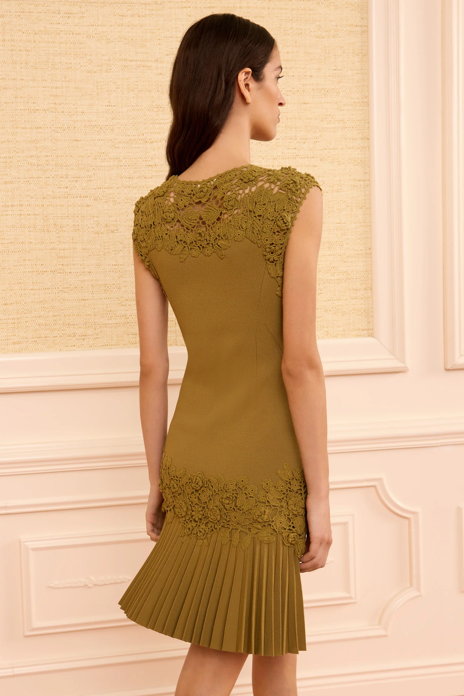 Noemie Crochet Mini Dress - Loden - Image 4