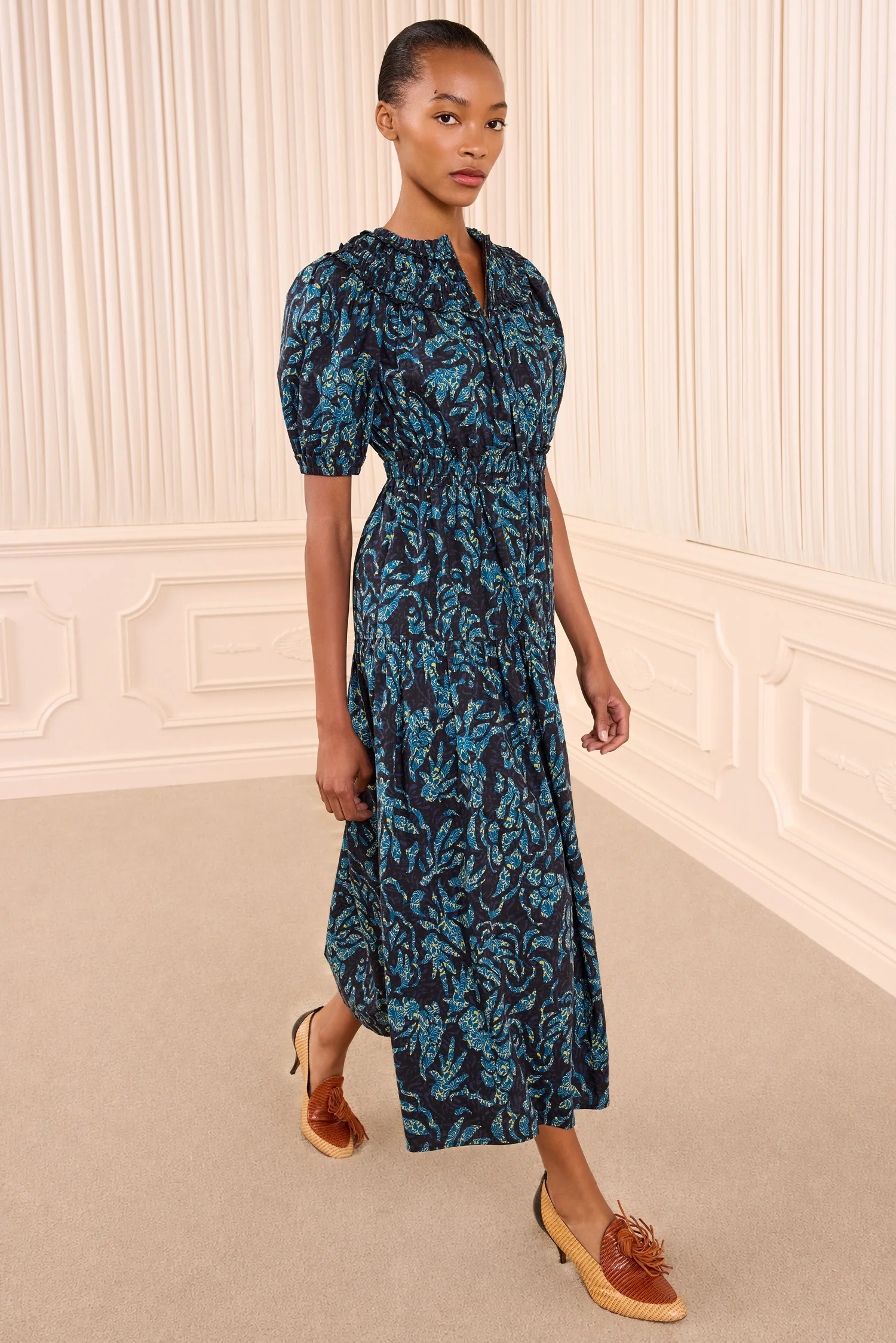 Othella Short Sleeve Cotton Dress - Midnight - Image 3