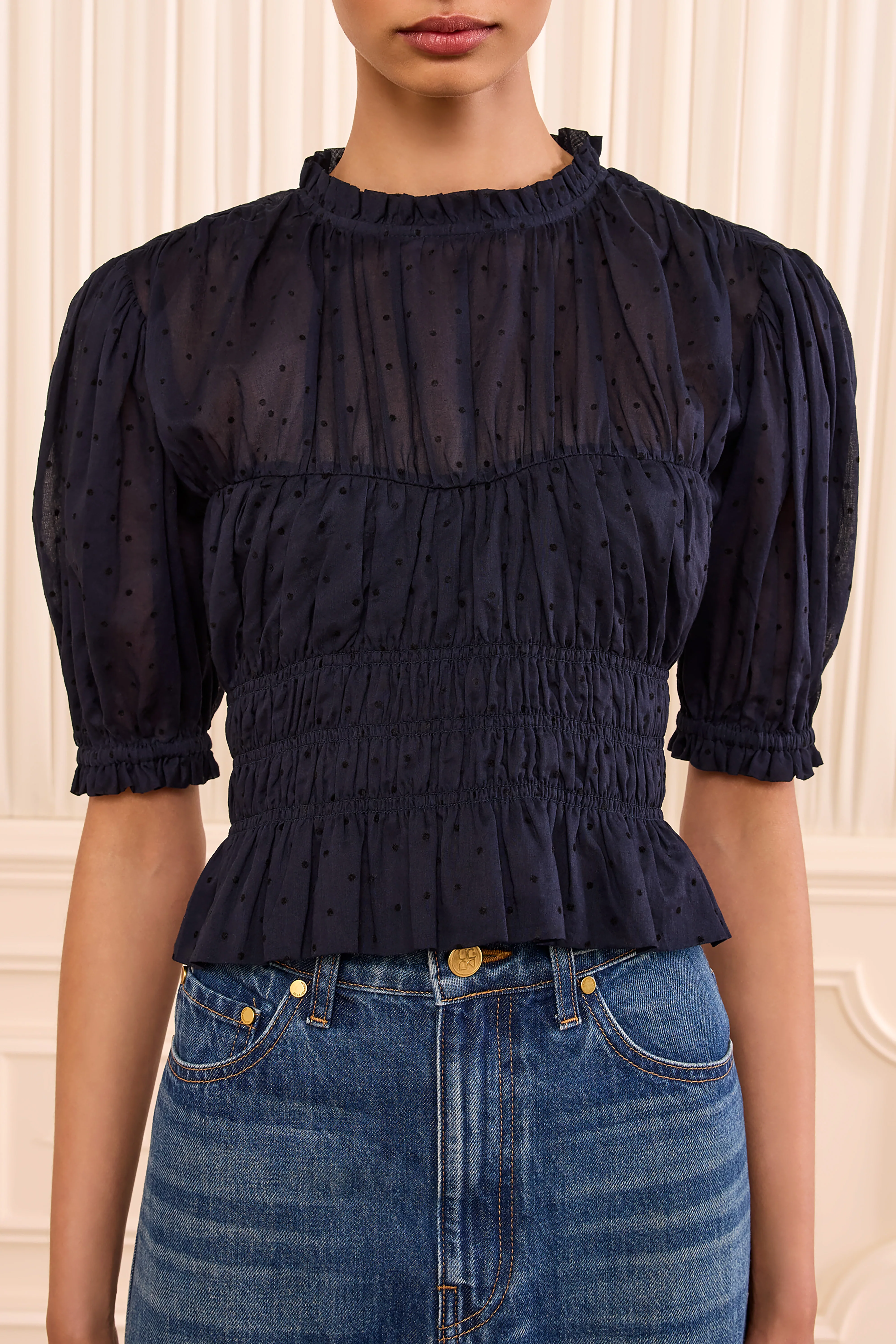 Rae Short Sleeve Cotton Top - Nightfall - Image 2