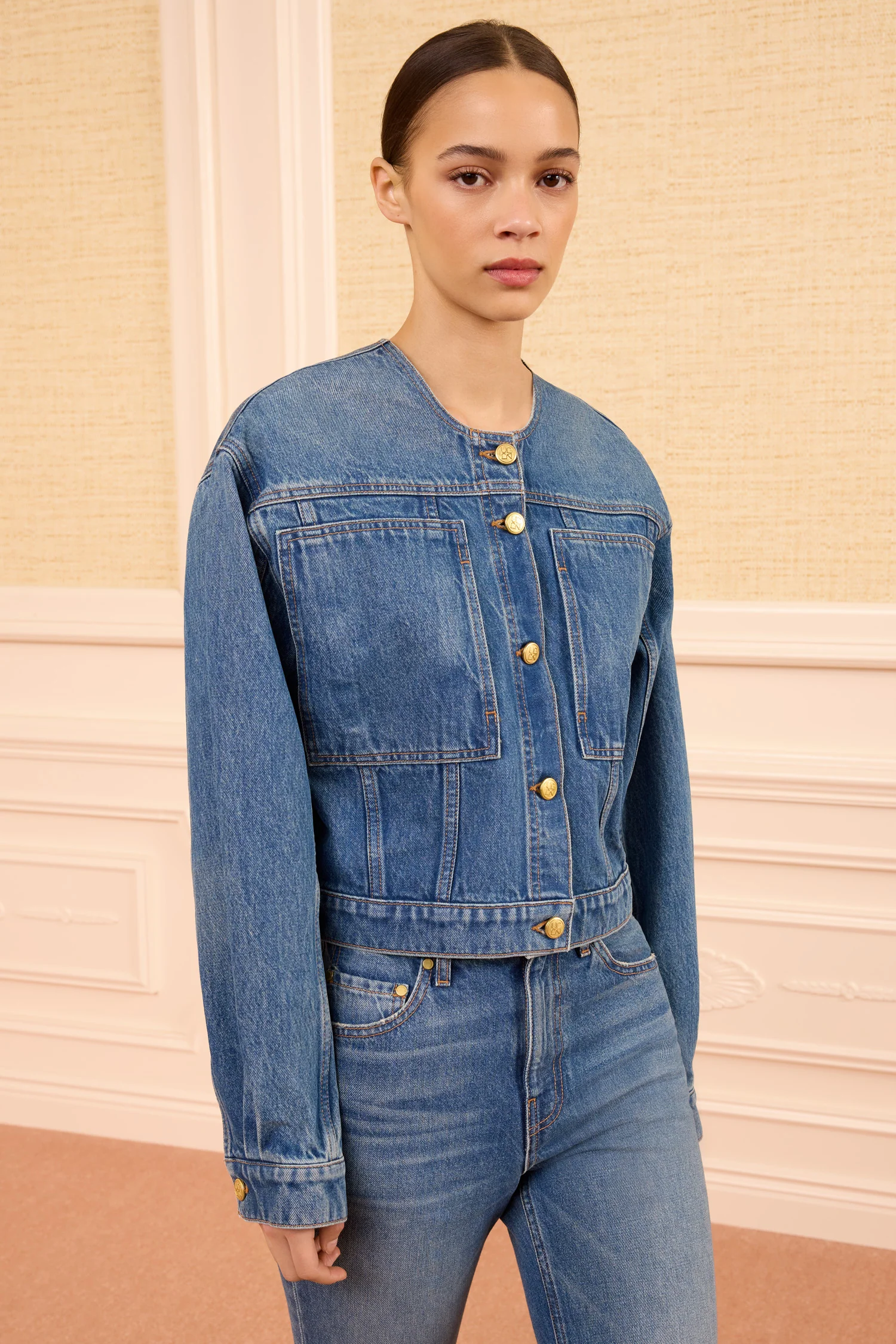 The Briar Collarless Denim Jacket - Danube - Image 2
