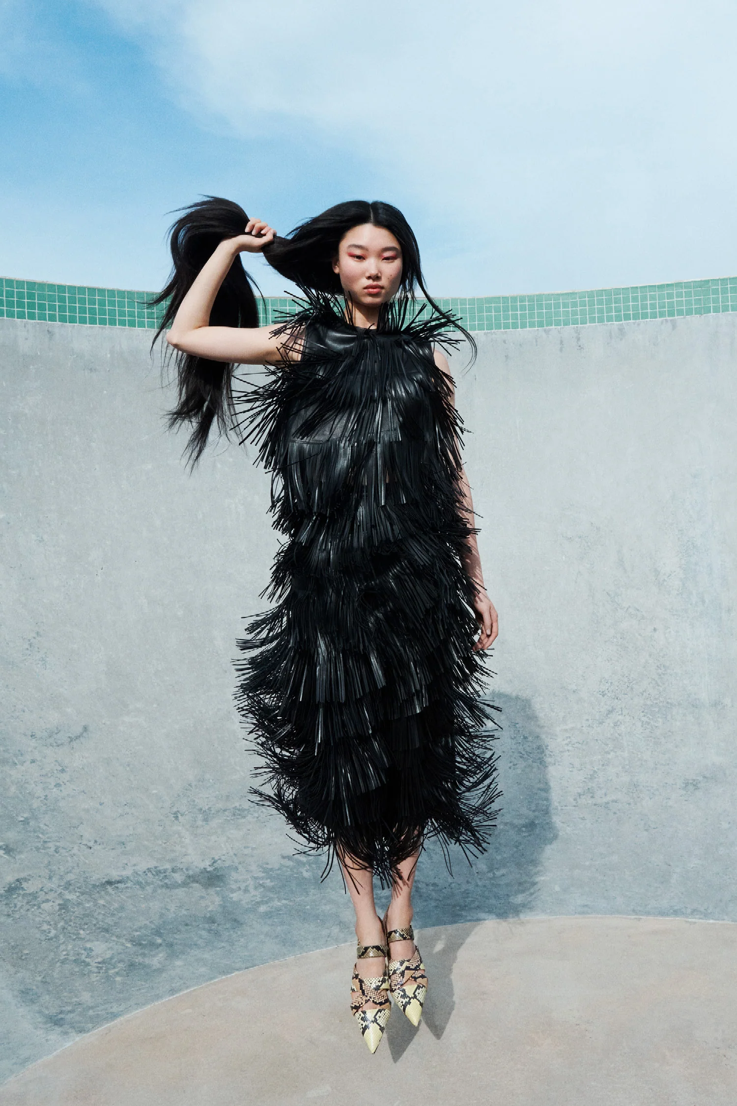 Therese Fringe Leather Skirt - Noir - Image 5