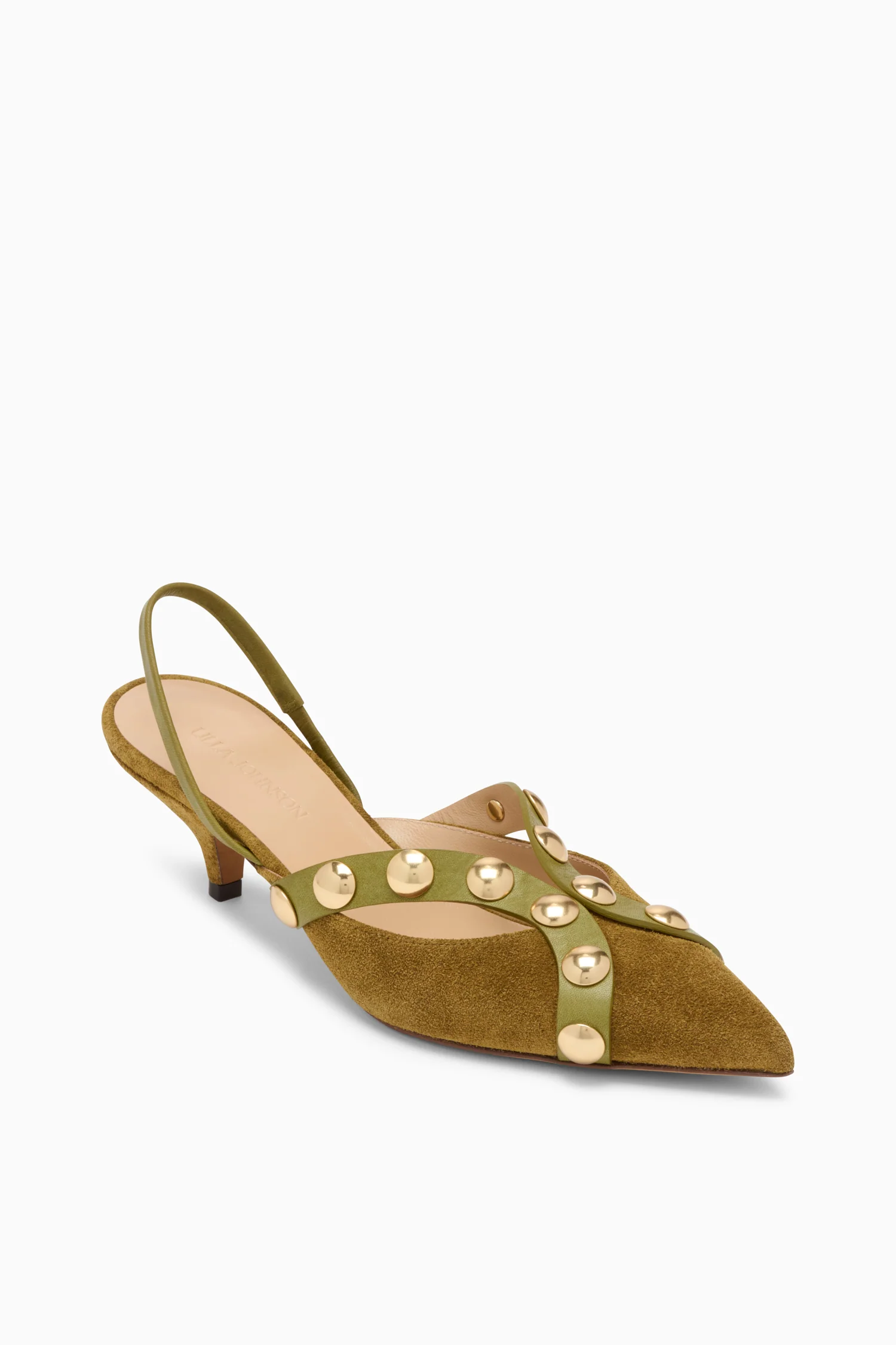 Vendome Studded Kitten Heel - Olive - Image 2