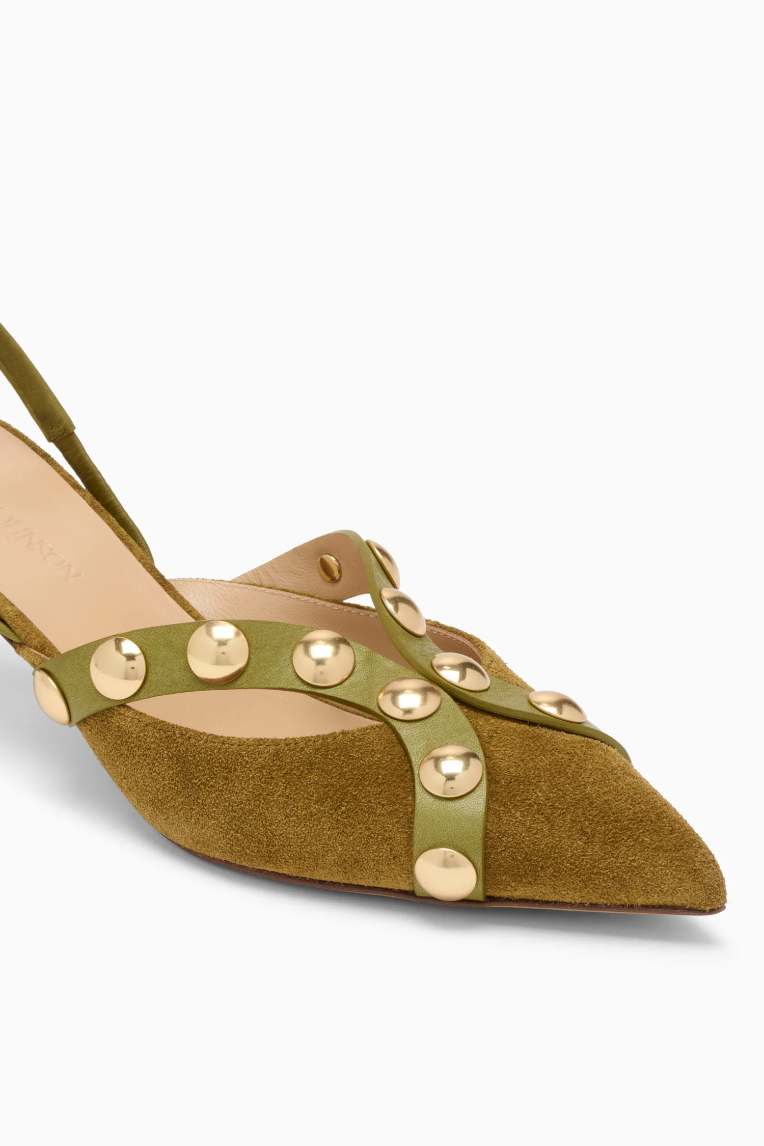 Vendome Studded Kitten Heel - Olive - Image 3