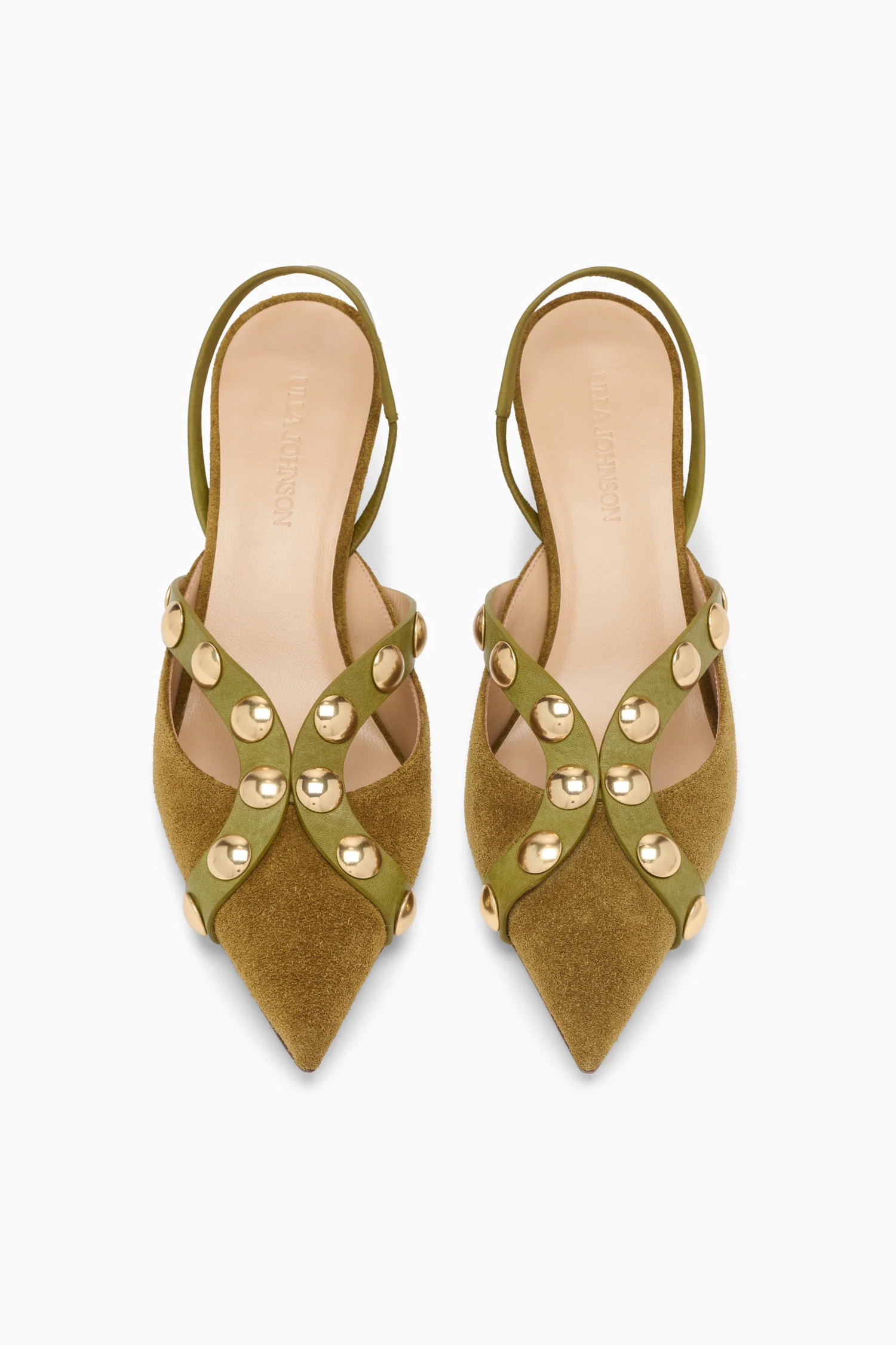 Vendome Studded Kitten Heel - Olive - Image 4