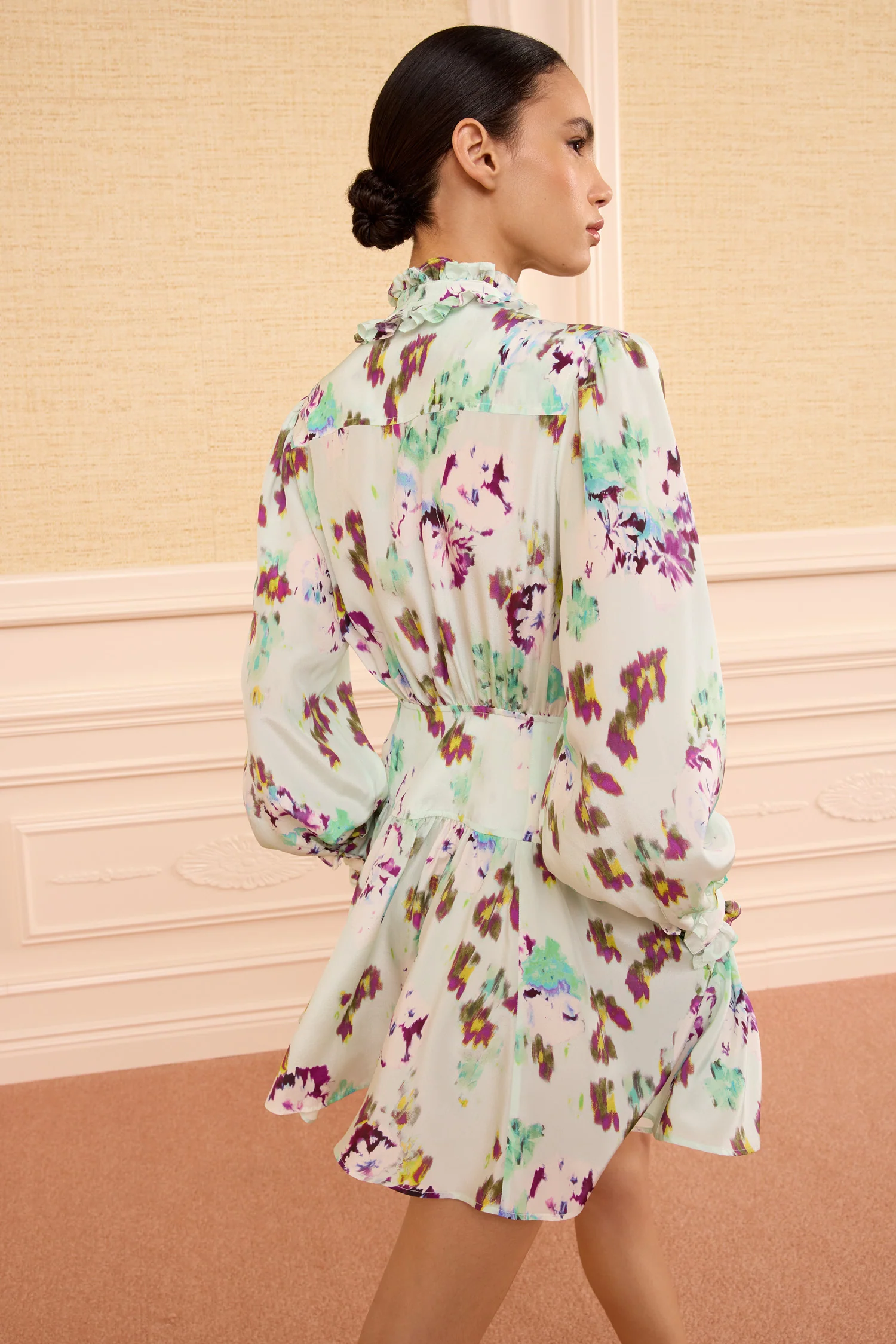 Viola Silk Mini Dress - Oasis - Image 4